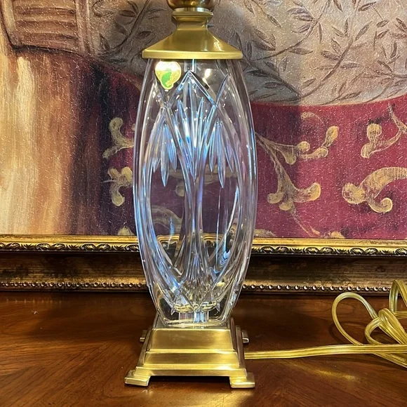 Waterford Crystal Finn Versailles Brass Table Lamp Authentic Waterford Shade - Picture 5 of 16